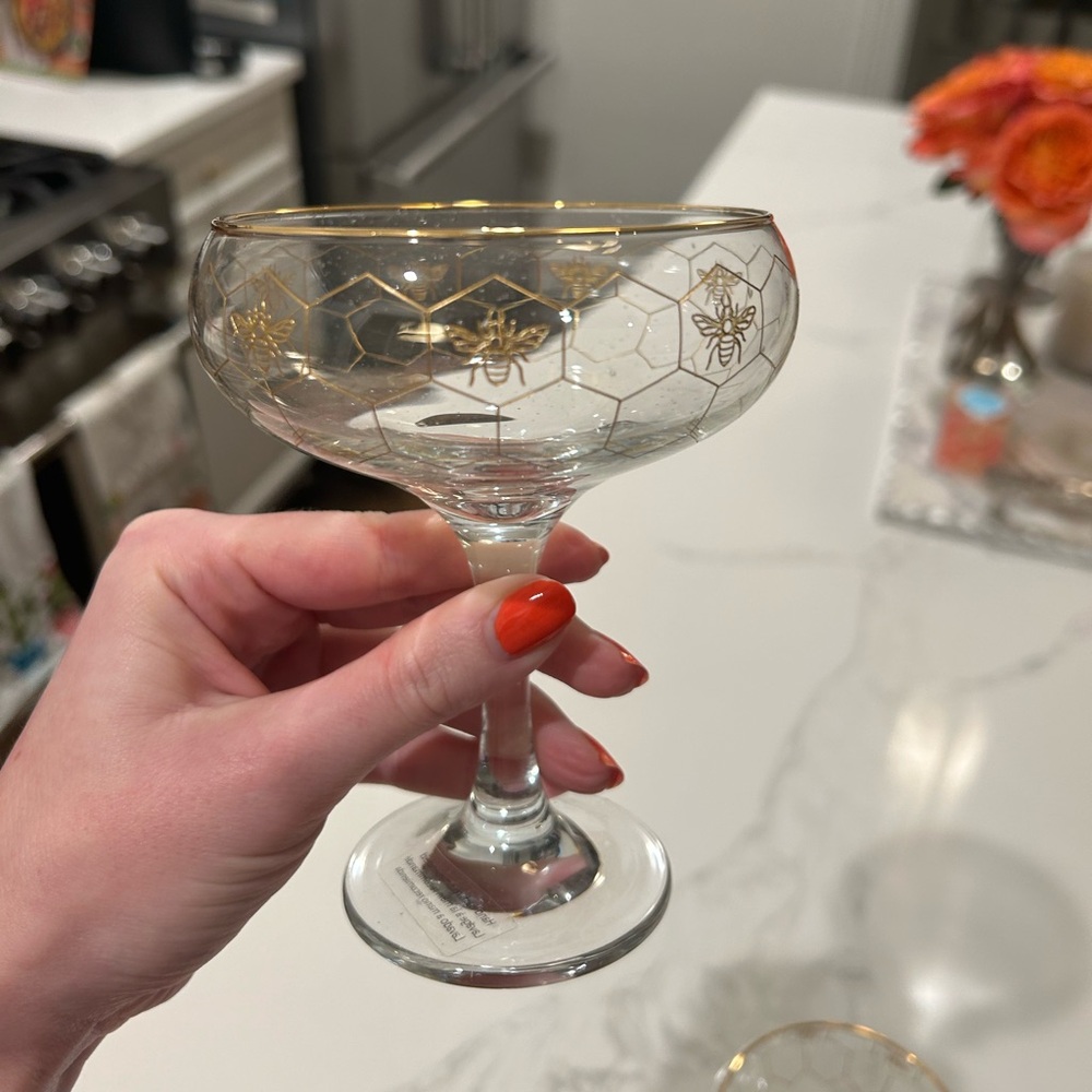 Set of Two Honey Bee couple glasses
